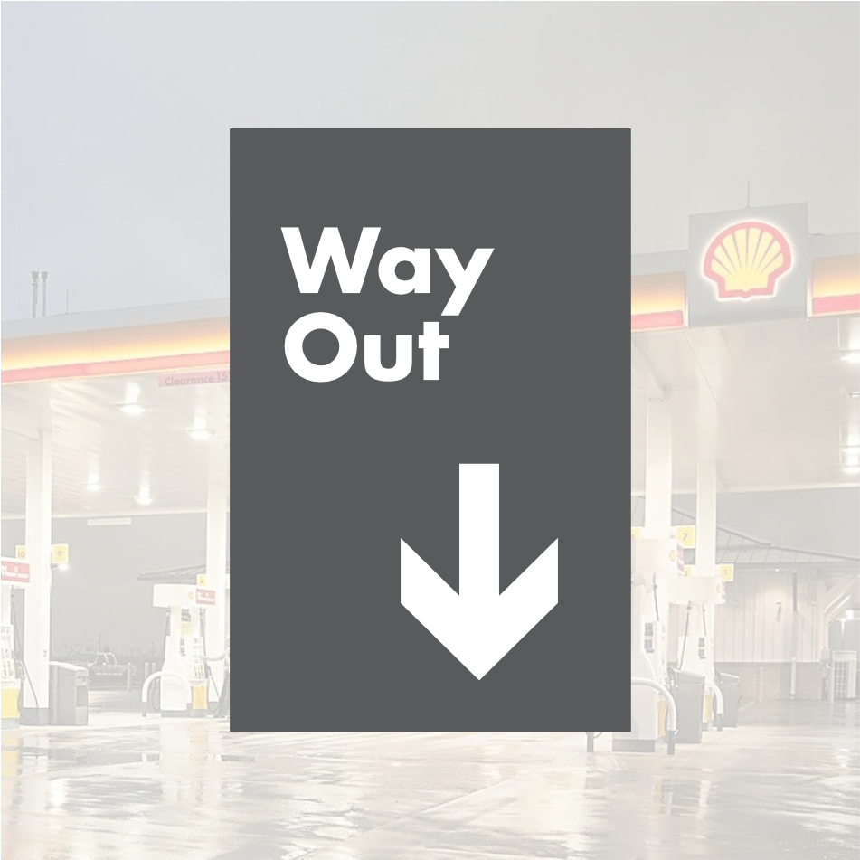 Shell Directional Signs - Gray w/ White