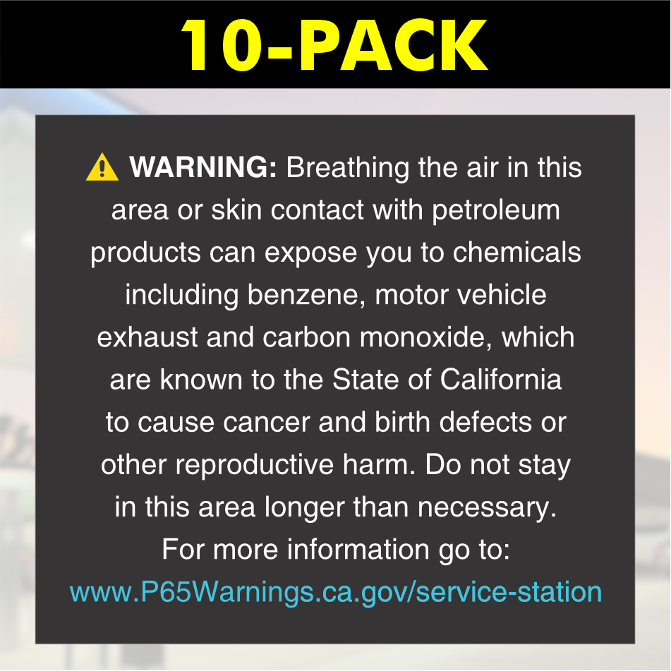 CA Prop 65 - English (10-Pack) | Black