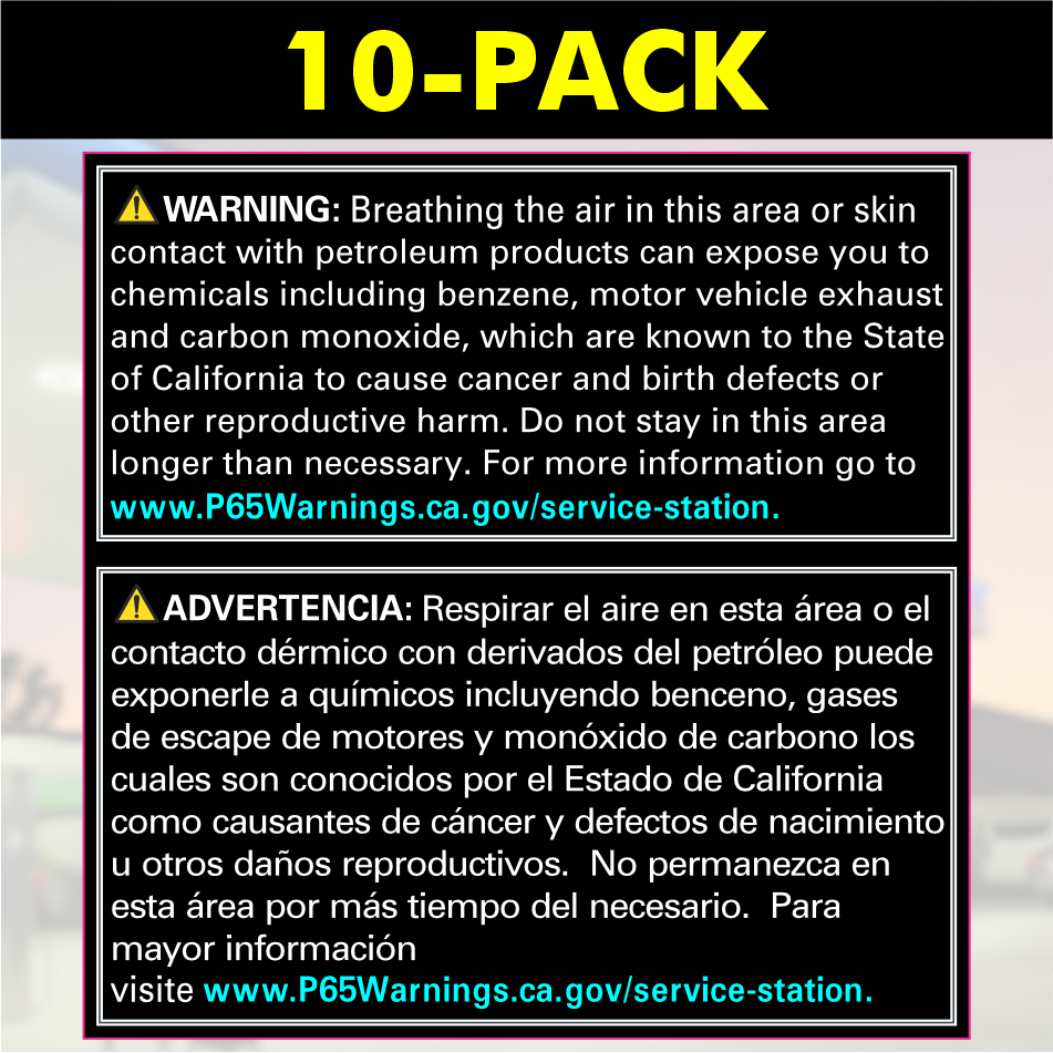 CA Prop 65 - English/Spanish (10-Pack) | Black