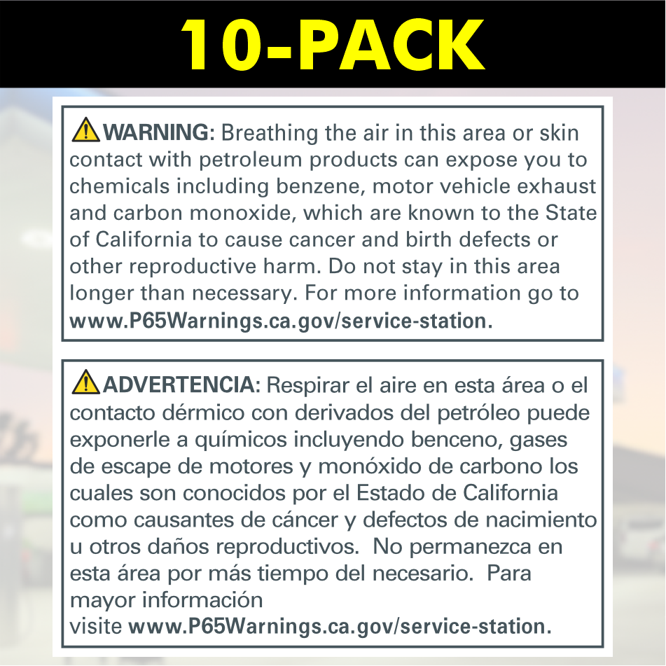 CA Prop 65 - English/Spanish (10-Pack) | White