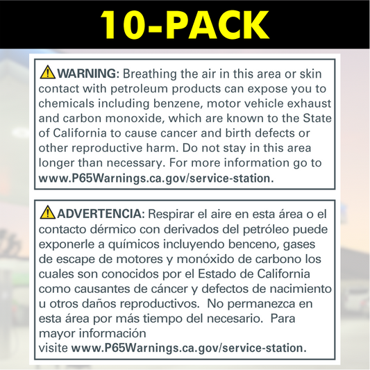 CA Prop 65 - English/Spanish (10-Pack) | White
