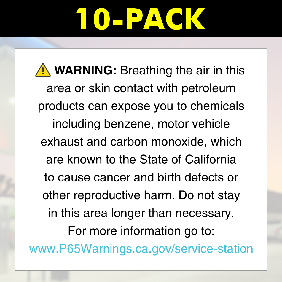 CA Prop 65 - English (10-Pack) | White