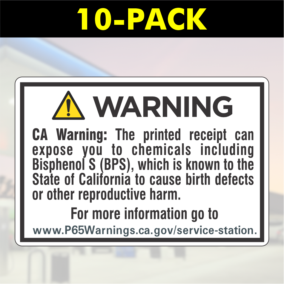 CA Printed Receipt Warning (10-Pack)