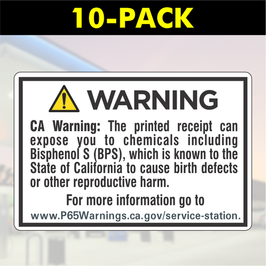 CA Printed Receipt Warning (10-Pack)
