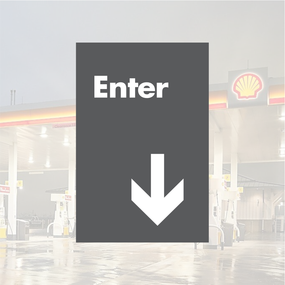 Shell Directional Signs - Gray w/ White