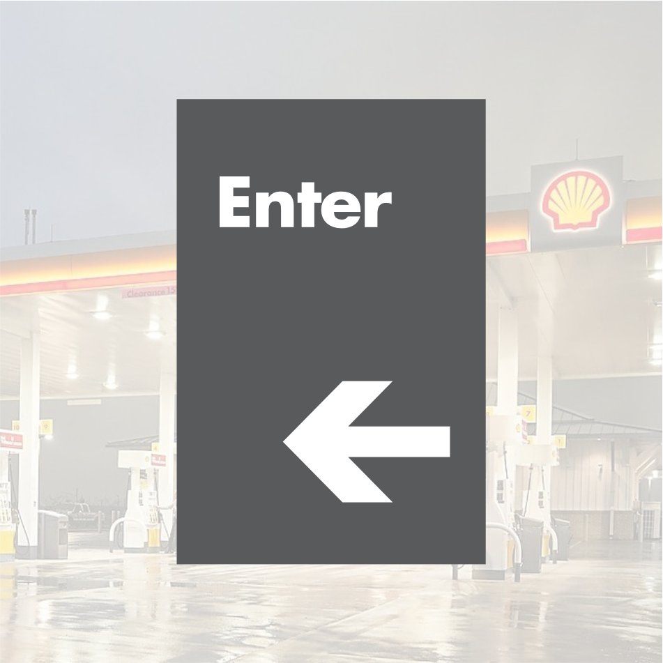 Shell Directional Signs - Gray w/ White