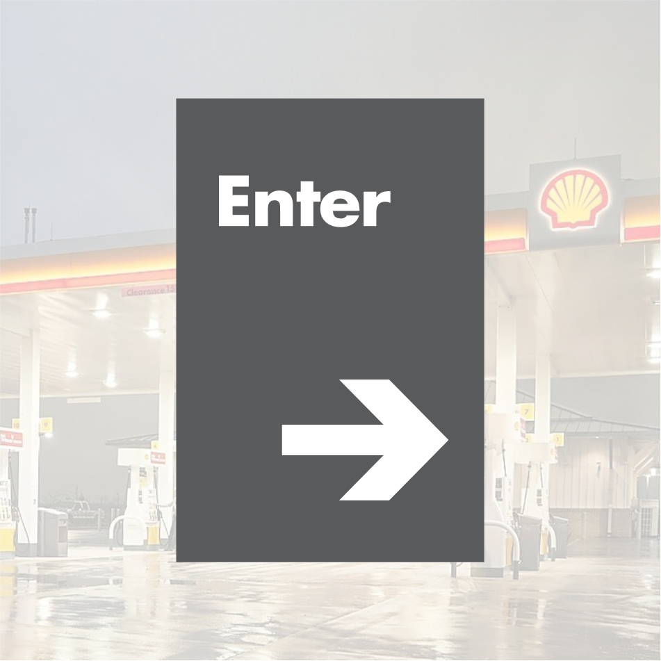 Shell Directional Signs - Gray w/ White