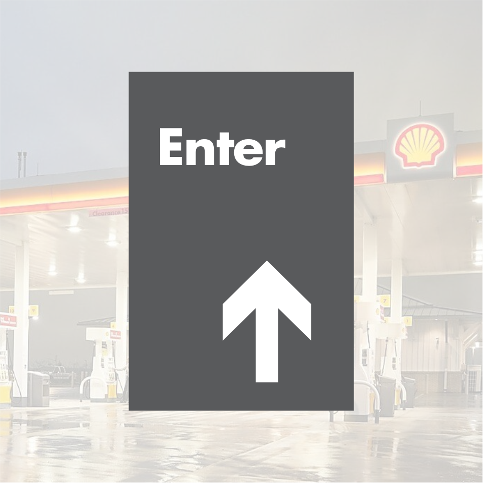 Shell Directional Signs - Gray w/ White