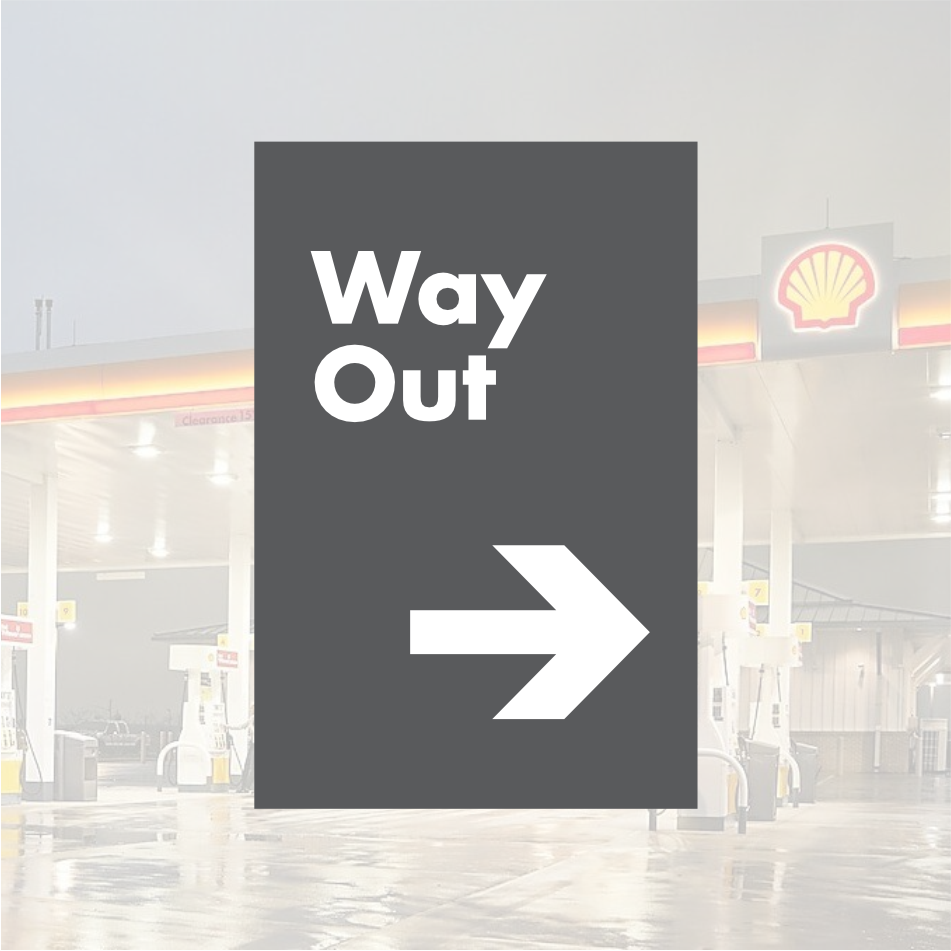 Shell Directional Signs - Gray w/ White
