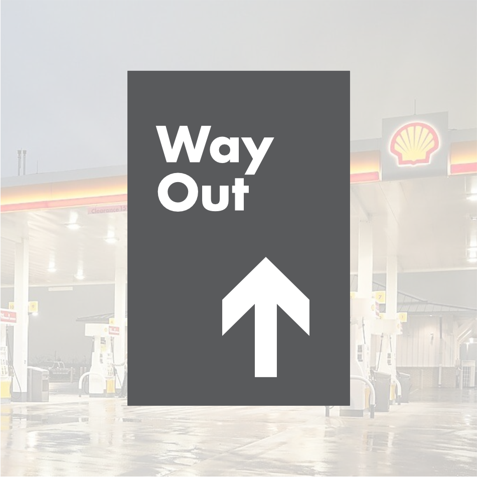 Shell Directional Signs - Gray w/ White