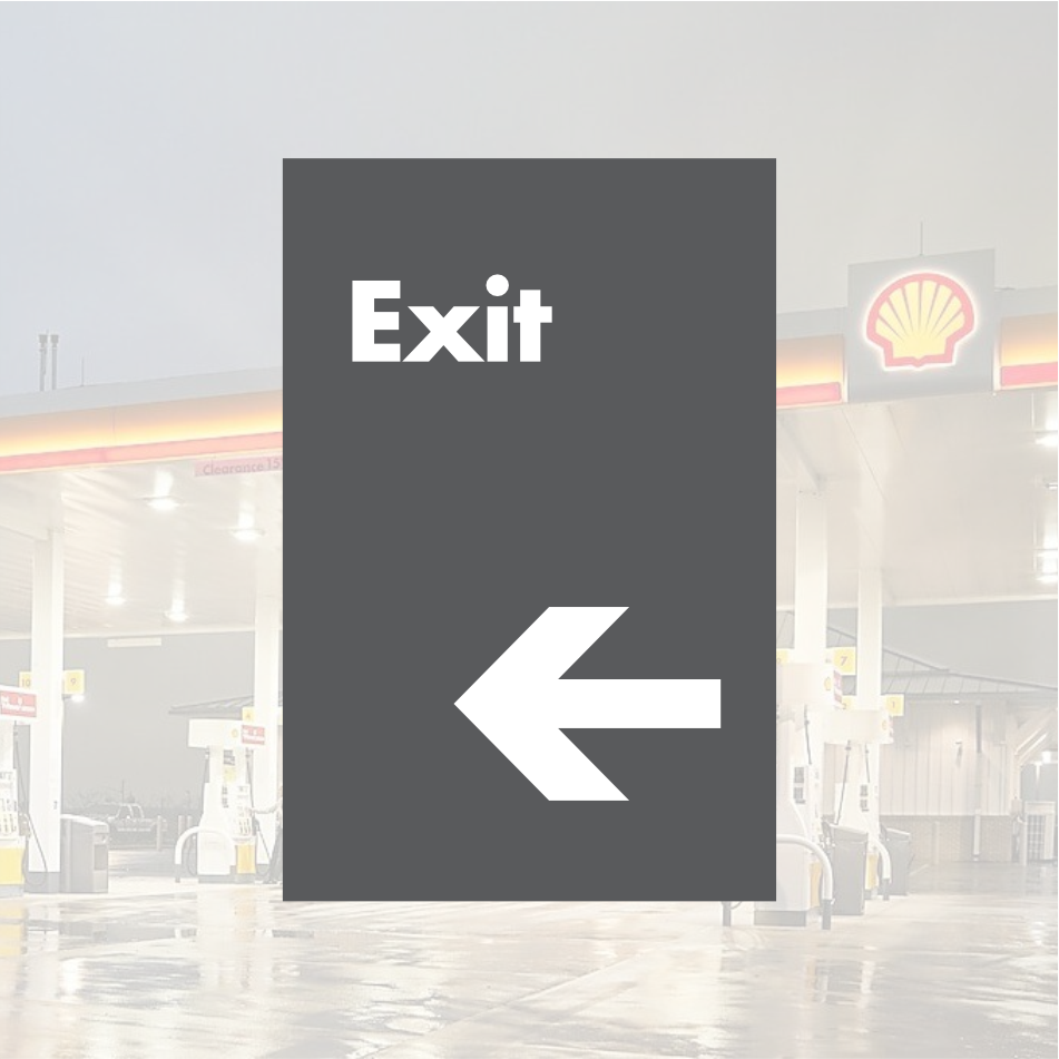 Shell Directional Signs - Gray w/ White