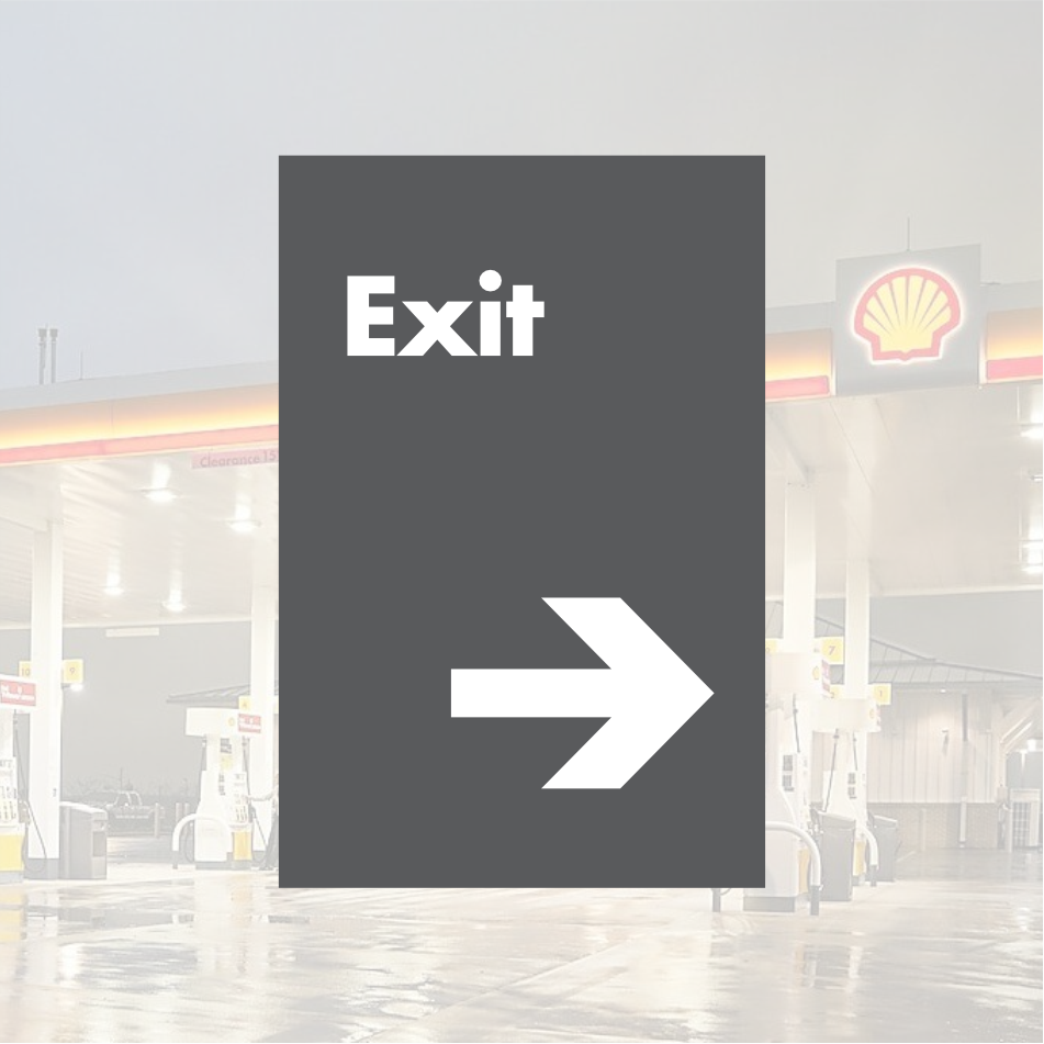Shell Directional Signs - Gray w/ White
